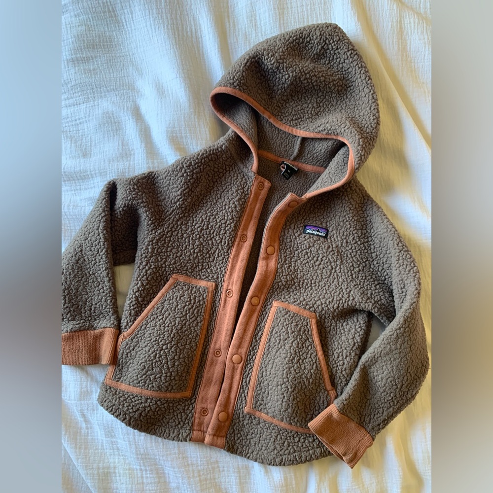 Kids/boys Patagonia retro pile fleece hoodie jacket 5t